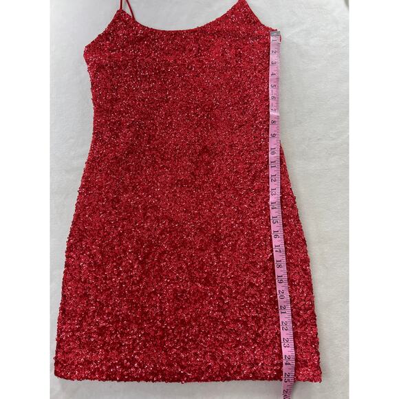 New Alice + Olivia Nelle Red Sequin Micro Mini Dress - Picture 10 of 12